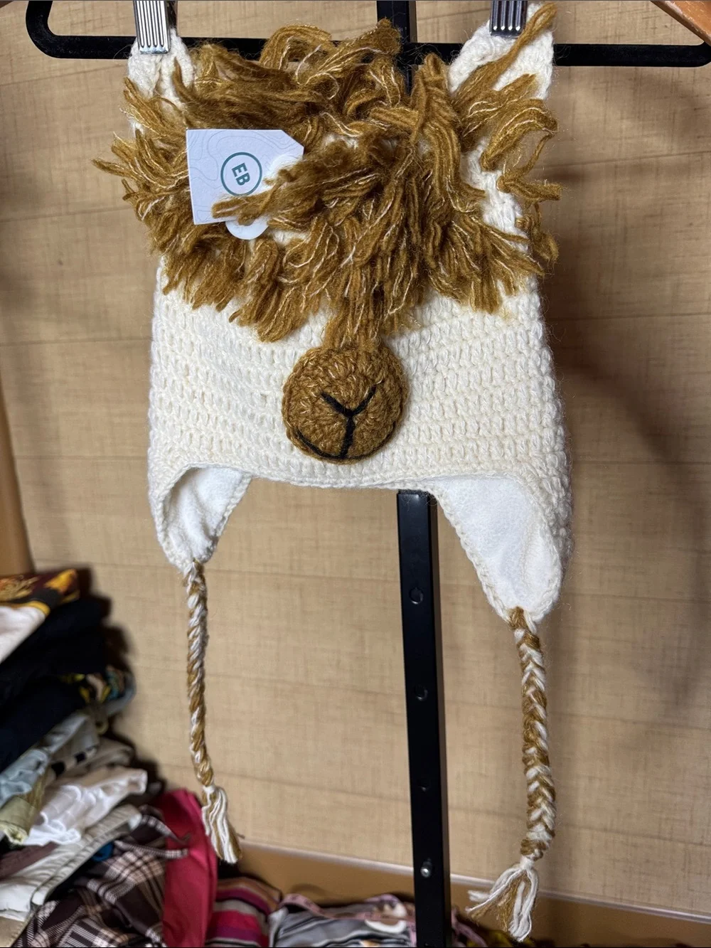 NWT The Collection Royal Crochet Llama Earflap Wool Blend Hat